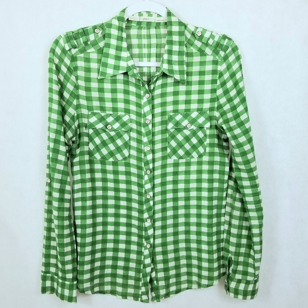 Gibson Green & White Button Down Long/Roll Sleeve
